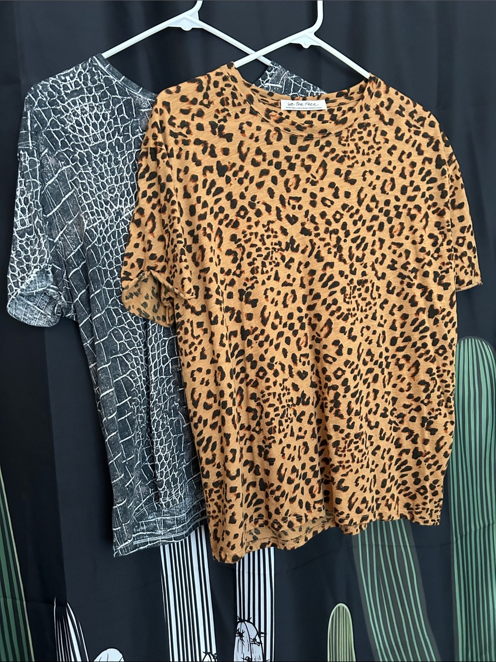 2 We the Free FP Animal Print Clarity Ringer Tees XS